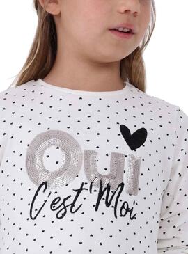 Camiseta Mayoral Mini Corazones Blanco para Niña