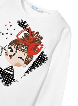 Camiseta Mayoral Serigrafía Blanco para Niña