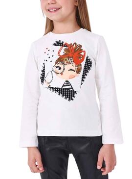 Camiseta Mayoral Serigrafía Blanco para Niña
