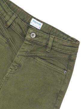 Pantalón Mayoral Sarga Slouchy Verde para Niña