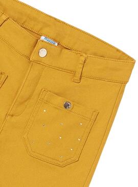 Pantalón Mayoral Tachuelas Bolsillos Amarillo Niña