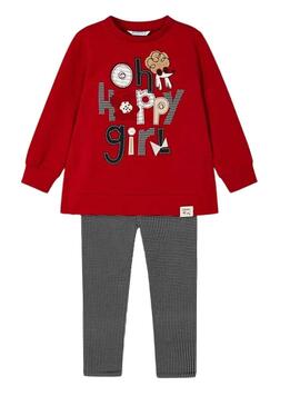 Conjunto Mayoral Leggings Pata de Gallo Rojo Niña