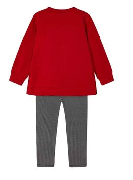 Conjunto Mayoral Leggings Pata de Gallo Rojo Niña