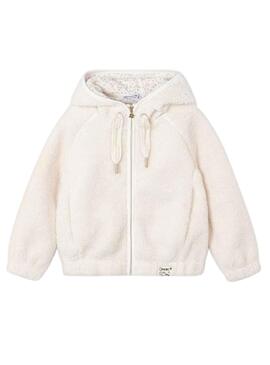 Sudadera Mayoral Canguro Rizo Blanco para Niña