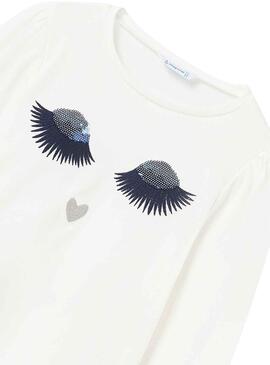Camiseta Mayoral Bordado Blanco para Niña