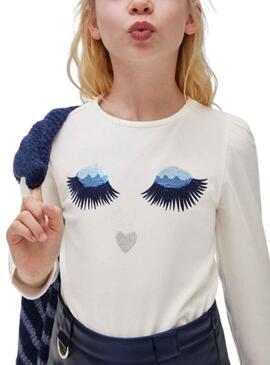 Camiseta Mayoral Bordado Blanco para Niña