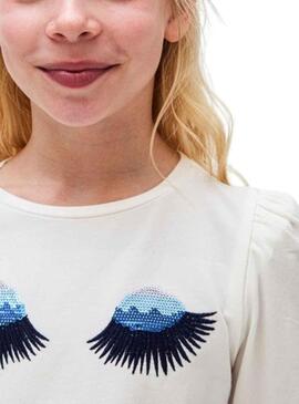 Camiseta Mayoral Bordado Blanco para Niña