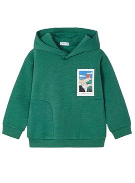 Sudadera Mayoral Gráfica Espalda Verde Niño