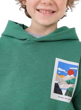 Sudadera Mayoral Gráfica Espalda Verde Niño