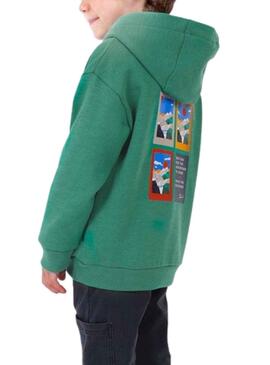 Sudadera Mayoral Gráfica Espalda Verde Niño