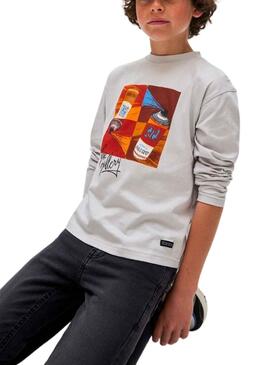 Camiseta Mayoral Acrylic Paint Gris para Niño