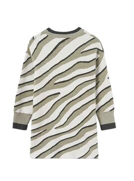 Vestido Mayoral Tricot Estampado Zebra Verde Niña