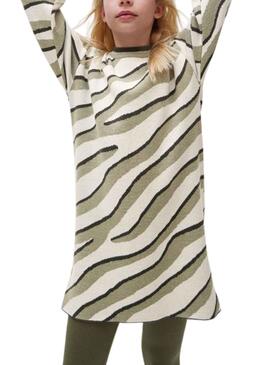 Vestido Mayoral Tricot Estampado Zebra Verde Niña