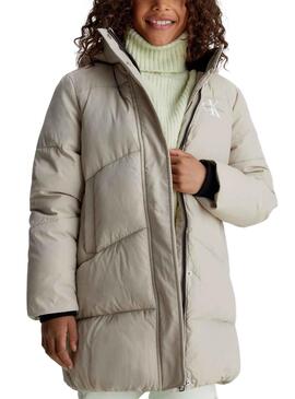 Chaqueta Calvin Klein Long Puffer Beige para Niña