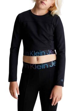 Camiseta Calvin Klein Punto Tape Negro Niña