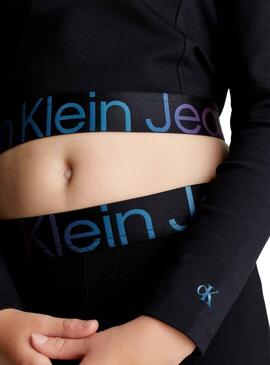 Camiseta Calvin Klein Punto Tape Negro Niña