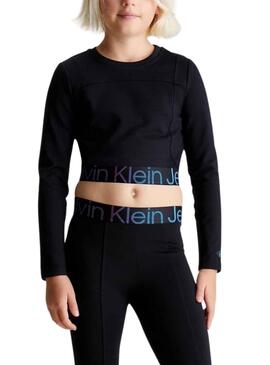 Camiseta Calvin Klein Punto Tape Negro Niña