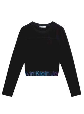 Camiseta Calvin Klein Punto Tape Negro Niña