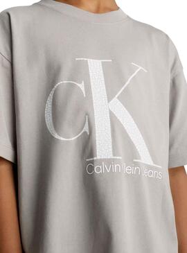 Camiseta Calvin Klein Marble Beige para Niño