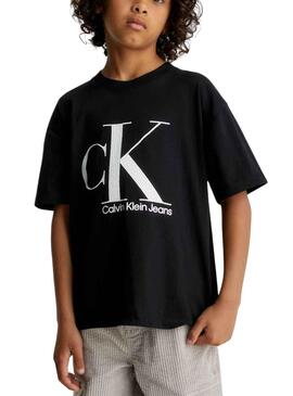 Camiseta Calvin Klein Marble Negro para Niño