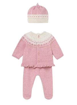 Conjunto Mayoral Polaina Gorro Rosa para Bebé