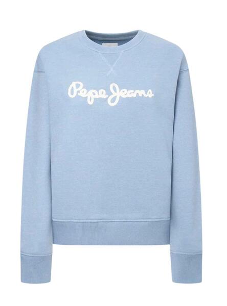 Sudadera Pepe Jeans Wyllile azul claro blanco mujer