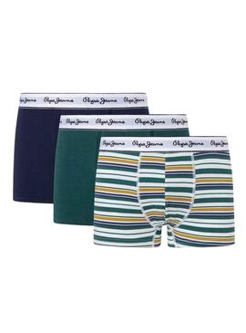 Pack 3 Bóxers Pepe Jeans Stripe Verde para Hombre