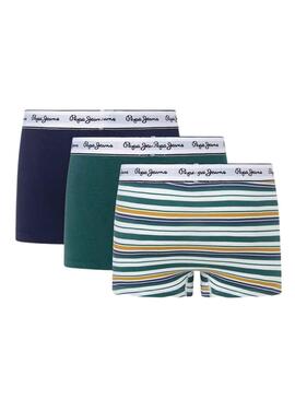 Pack 3 Bóxers Pepe Jeans Stripe Verde para Hombre