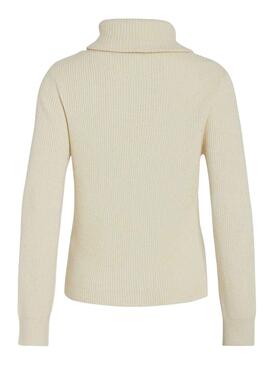 Jersey Vila Viril Half Zipper Beige para Mujer