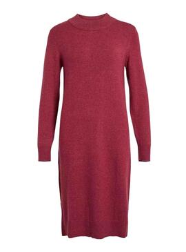 Vestido Vila Viril Crew Neck Granate para Mujer