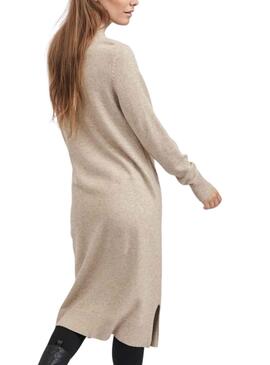 Vestido Vila Viril Crew Neck Beige para Mujer