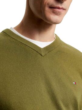 Jersey Tommy Hilfiger Pima Cashmere Verde Hombre