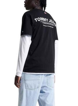 Camiseta Tommy Jeans Linear Back Negro Hombre