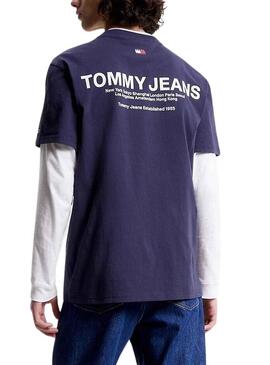 Camiseta Tommy Jeans Linear Back Marino Hombre