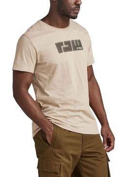 Camiseta G-Star Raw Felt Beige para Hombre