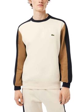 Sudadera Lacoste Felpa Cepillada Beige Hombre