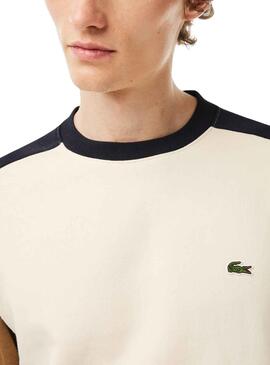 Sudadera Lacoste Felpa Cepillada Beige Hombre