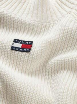 Jersey Tommy Jeans Badge MockNeck Blanco Mujer