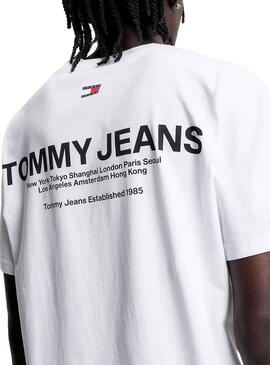 Camiseta Tommy Jeans Linear Back Blanco Hombre
