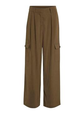 Pantalón Vila Winnie Mia Wide Cargo Marrón Mujer
