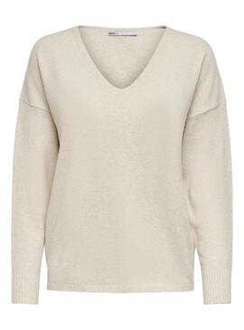 Jersey Only Rica Life Vneck Beige para Mujer