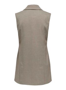 Chaleco Only Molly Vichy Marrón para Mujer