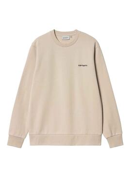 Sudadera Carhartt Script Embroidery Beige Hombre
