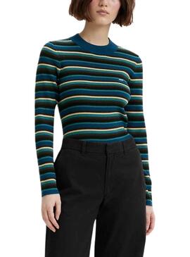 Jersey Levis Crew Rib Sweater Rayas Azul Mujer