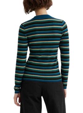 Jersey Levis Crew Rib Sweater Rayas Azul Mujer