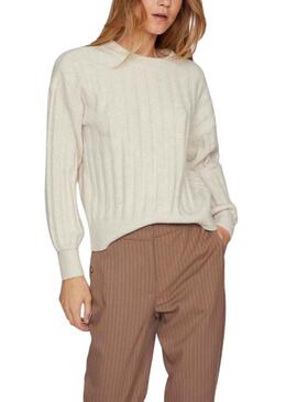 Jersey Vila Vitycia O Neck Knit Blanco para Mujer