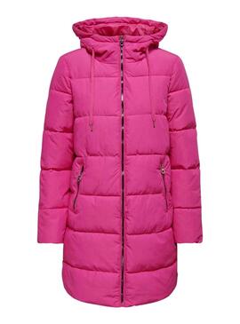 Chaquetón Only Dolly Long Puffer Rosa para Mujer