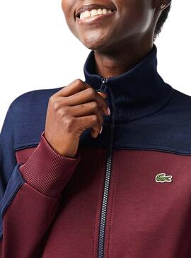 Sudadera Lacoste Paris Piqué Granate para Mujer