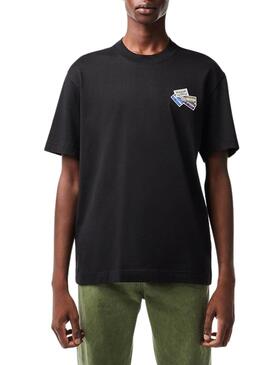 Camiseta Lacoste Punto Grueso Negro para Hombre