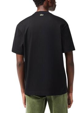 Camiseta Lacoste Punto Grueso Negro para Hombre